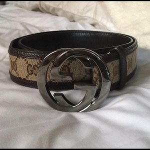Gucci Guccissima GG Buckle Canvas Belt 85/34